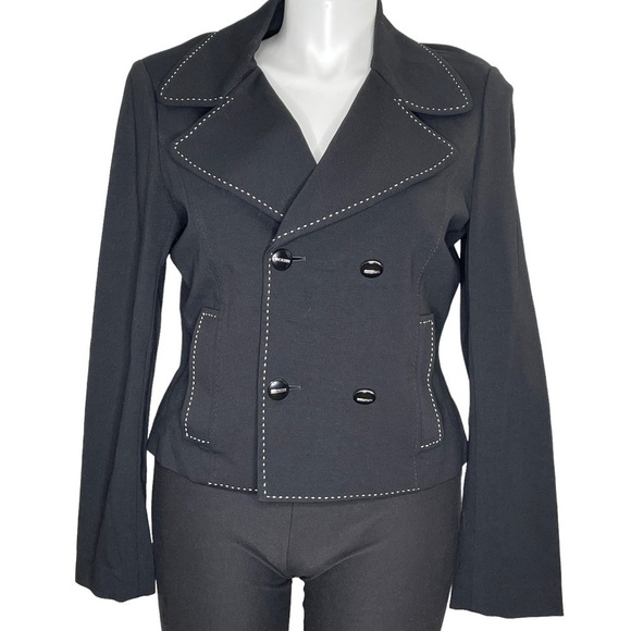 St John black blazer with white stitching size 12 - Picture 2 of 9